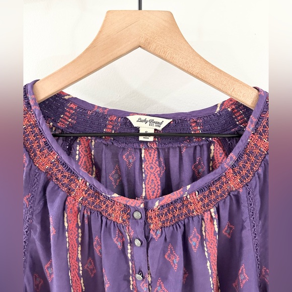 Lucky Brand Boho Blouse Purple Size Small - Picture 6 of 7